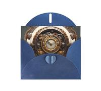 YYHWHJDE Blue Greeting Card Steampunk Clock Prints for Christmas, Children's Birthday, Valentine's Day, and Party Invitation