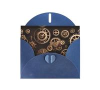 YYHWHJDE Blue Greeting Card Steampunk Mechanical Gears Pattern for Christmas, Children's Birthday, Valentine's Day, and Party Invitation