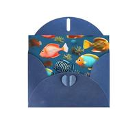 YYHWHJDE Blue Greeting Card Submarine reef fish Prints for Christmas, Children's Birthday, Valentine's Day, and Party Invitation