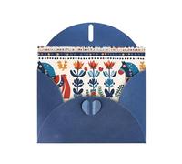 YYHWHJDE Blue Greeting Card Swedish Dala Horse Folk Prints for Christmas, Children's Birthday, Valentine's Day, and Party Invitation