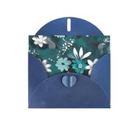 YYHWHJDE Blue Greeting Card Teal Grey and White Floral Prints for Christmas, Children's Birthday, Valentine's Day, and Party Invitation