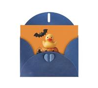 YYHWHJDE Blue Greeting Card The Joy of Pumpkin and Duck Pattern Perfect for Valentine's Day, Wedding Anniversary & Party Invitations