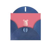 YYHWHJDE Blue Greeting Card The little mouse who made a mistake Pattern for Christmas, Children's Birthday, Valentine's Day, and Party Invitation