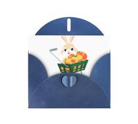 YYHWHJDE Blue Greeting Card The little rabbit pushes the peach cart Pattern for Christmas, Children's Birthday, Valentine's Day, and Party Invitation