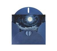 YYHWHJDE Blue Greeting Card The Moon In The Starry Sky Pattern Perfect for Valentine's Day, Wedding Anniversary & Party Invitations