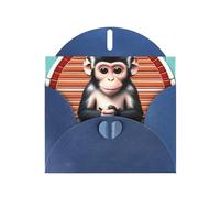 YYHWHJDE Blue Greeting Card The silent monkey Prints for Christmas, Children's Birthday, Valentine's Day, and Party Invitation