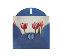 YYHWHJDE Blue Greeting Card Three tulip flowers Pattern for Christmas, Children's Birthday, Valentine's Day, and Party Invitation