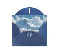 YYHWHJDE Blue Greeting Card Train under the snowy mountains Pattern for Christmas, Children's Birthday, Valentine's Day, and Party Invitation