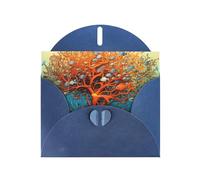 YYHWHJDE Blue Greeting Card tree of life tropical fish Pattern Perfect for Valentine's Day, Wedding Anniversary & Party Invitations