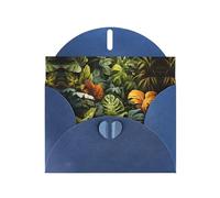 YYHWHJDE Blue Greeting Card Tropical Rainforest Palm Leaves Pattern for Christmas, Children's Birthday, Valentine's Day, and Party Invitation