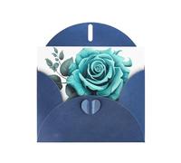YYHWHJDE Blue Greeting Card turquoise grey rose Pattern for Festive Birthday Party Invitation