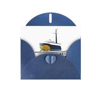YYHWHJDE Blue Greeting Card Turtle on a yacht Pattern for Festive Birthday Party Invitation