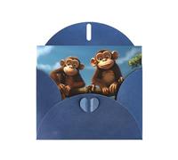 YYHWHJDE Blue Greeting Card Two Monkeys Pattern for Festive Birthday Party Invitation