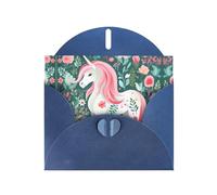 YYHWHJDE Blue Greeting Card Unicorn with pink hair Prints for Christmas, Children's Birthday, Valentine's Day, and Party Invitation