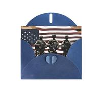 YYHWHJDE Blue Greeting Card US Military Soldiers Patriotic Memorial Day Prints for Christmas, Children's Birthday, Valentine's Day, and Party Invitation