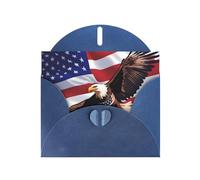 YYHWHJDE Blue Greeting Card USA Patriotic Eagle with American Flag Pattern Perfect for Valentine's Day, Wedding Anniversary & Party Invitations