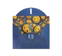 YYHWHJDE Blue Greeting Card Various smiley faces Pattern Perfect for Valentine's Day, Wedding Anniversary & Party Invitations