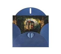 YYHWHJDE Blue Greeting Card Vines At The Subway Station Pattern Perfect for Valentine's Day, Wedding Anniversary & Party Invitations