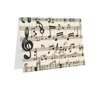 YYHWHJDE Blue Greeting Card Vintage Music Note Art Pattern for Christmas, Children's Birthday, Valentine's Day, and Party Invitation