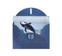 YYHWHJDE Blue Greeting Card Whales at sea Pattern for Christmas, Children's Birthday, Valentine's Day, and Party Invitation