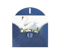 YYHWHJDE Blue Greeting Card White swan with flowers Pattern for Festive Birthday Party Invitation
