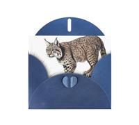 YYHWHJDE Blue Greeting Card Wild bobcat Pattern for Christmas, Children's Birthday, Valentine's Day, and Party Invitation