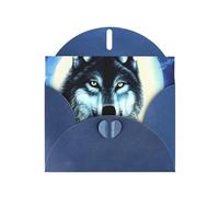 YYHWHJDE Blue Greeting Card wolf under moon Prints for Christmas, Children's Birthday, Valentine's Day, and Party Invitation