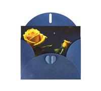YYHWHJDE Blue Greeting Card Yellow Roses Starry Night Prints for Christmas, Children's Birthday, Valentine's Day, and Party Invitation