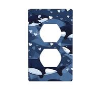 YYHWHJDE Blue Killer Whale Picture Double Socket Wall Panel Decorative is Durable and Suitable for Socket Light Switch Accessories 4.5x2.76in