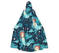 YYHWHJDE Blue Mermaid Prints Halloween Adult Hooded Cape Men'S And Women'S Clothing Mantle Role-Playing