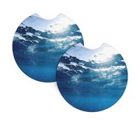 YYHWHJDE Blue Ocean Prints Car Cup Coasters 2-Pack - Premium Neoprene Drink Throws, Protect Cup Holders & Enhance Your Drive - Waterproof, Non-Slip Grip