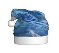 YYHWHJDE Blue Ocean Waves Prints Christmas Hat for Adult Making It a Fun and Durable Gift for Men and Women