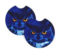 YYHWHJDE Blue Owl Prints Car Cup Coasters 2-Pack - Premium Neoprene Drink Throws, Protect Cup Holders & Enhance Your Drive - Waterproof, Non-Slip Grip