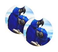 YYHWHJDE Blue Parrot Hugging Prints Car Cup Coasters 2-Pack - Premium Neoprene Drink Throws, Protect Cup Holders & Enhance Your Drive - Waterproof, Non-Slip Grip