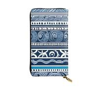 YYHWHJDE Blue Polynesian Maori Tribal Pattern Printed Leather long clutch wallet Designed for fashion girls and women stylish and personalized 7.48 x 4.13 in, Black, One Size