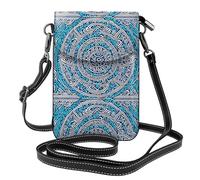 YYHWHJDE Blue Polynesian Maori Tribal Pattern Prints Small Leather Women'S Crossbody Flip Phone Bag, Waterproof And Durable