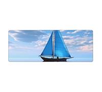 YYHWHJDE Blue Sailboat Pattern Extra Large Mouse Pad Strong Adhesion, Durable, Precise Locking Edge 12x31.5in