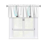 YYHWHJDE Blue Sailboat Prints Curtain Valance 54x18in - Filtered Light Kitchen Throw with Rod Pocket, Peach Skin Fabric Layer for Bathroom, Laundry & Breakfast Nooks