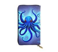 YYHWHJDE Blue Satanic Octopus Printing Quality Leather Long Clutch Wallet Designed for Fashion Girls and Women Stylish 7.48 x 4.13 in