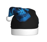 YYHWHJDE Blue skull footprints Pattern Christmas Hat for Adult Soft and Fluffy, Ideal for Long-Term Use