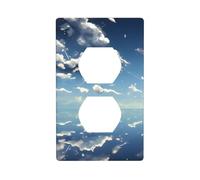 YYHWHJDE Blue Sky and White Clouds Picture Double Socket Wall Panel Decorative is Durable and Suitable for Socket Light Switch Accessories 4.5x2.76in