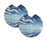 YYHWHJDE Blue sky and white clouds Prints Car Cup Coasters 2-Pack - The Ideal Housewarming Gift for Car Owners - High-Grade Neoprene Throw, Effortless Style & Protection