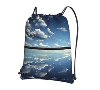 YYHWHJDE Blue sky and white clouds Prints Drawstring Backpack - Lightweight, Waterproof Sport Throw Cover for Gym, Travel & Everyday Essentials