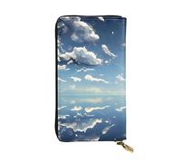 YYHWHJDE Blue Sky and White Clouds Prints Quality Leather Long Clutch Wallet Designed for Fashion Girls and Women Stylish 7.48 x 4.13 in