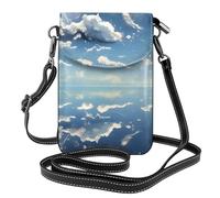 YYHWHJDE Blue Sky And White Clouds Prints Small Leather Women'S Crossbody Flip Phone Bag, Waterproof And Durable