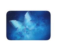 YYHWHJDE Blue Starry Butterfly Prints Hem Mat - Well-crafted Throw for Bathrooms, Vanities & Vacation Homes - Soft, Durable & Easy-Care Floor Cover
