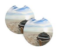 YYHWHJDE Boat On The Beach Prints Car Cup Coasters 2-Pack - Premium Neoprene Drink Throws, Protect Cup Holders & Enhance Your Drive - Waterproof, Non-Slip Grip