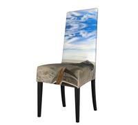 YYHWHJDE Boat On The Beach Prints Protection Cover for Dining Chair - Stretchable Slipcovers for a Refreshing Dining Room Makeover