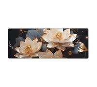 YYHWHJDE Bohemian Golden Lotus Pattern Extra Large Mouse Pad, Computer Office Anti Slip Gaming Keyboard Thickened Version 12x31.5in