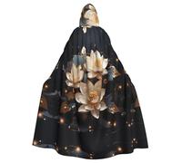 YYHWHJDE Bohemian Golden Lotus Prints Halloween Adult Hooded Cloak for Parties and Costumes